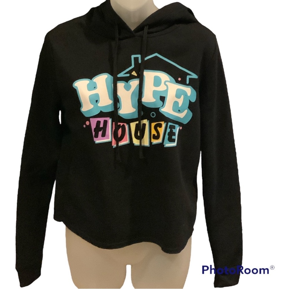 Hype House Hoodie Black Lightweight Graphic Sweatshirt Size Small NWT Unisex